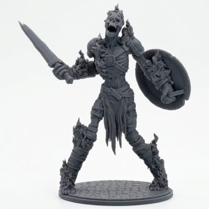 Death Bound Thrall 8 Fire - Gray Resin 3D Printed Miniature