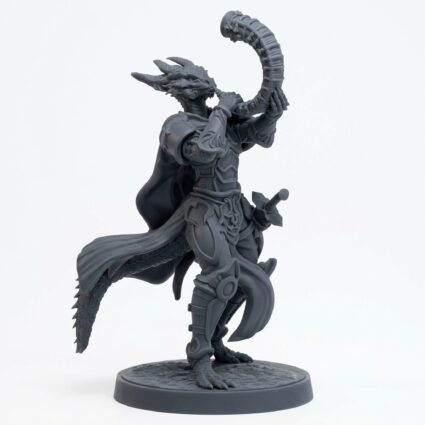 Drakkari Flameblade 6 Musician - Gray Resin 3D Printed Miniature