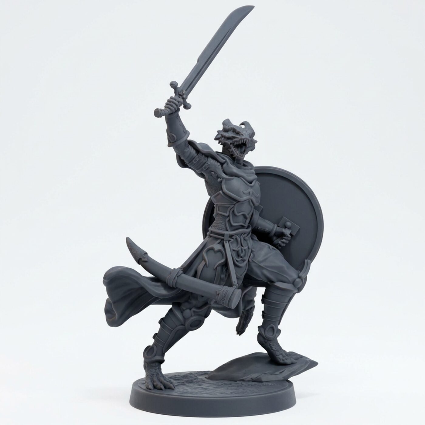 Drakkari Flameblade Leader - Gray Resin 3D Printed Miniature