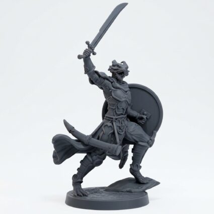 Drakkari Flameblade Leader - Gray Resin 3D Printed Miniature