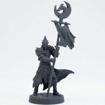Dralfar Blademaster Bannerman - Gray Resin 3D Printed Miniature