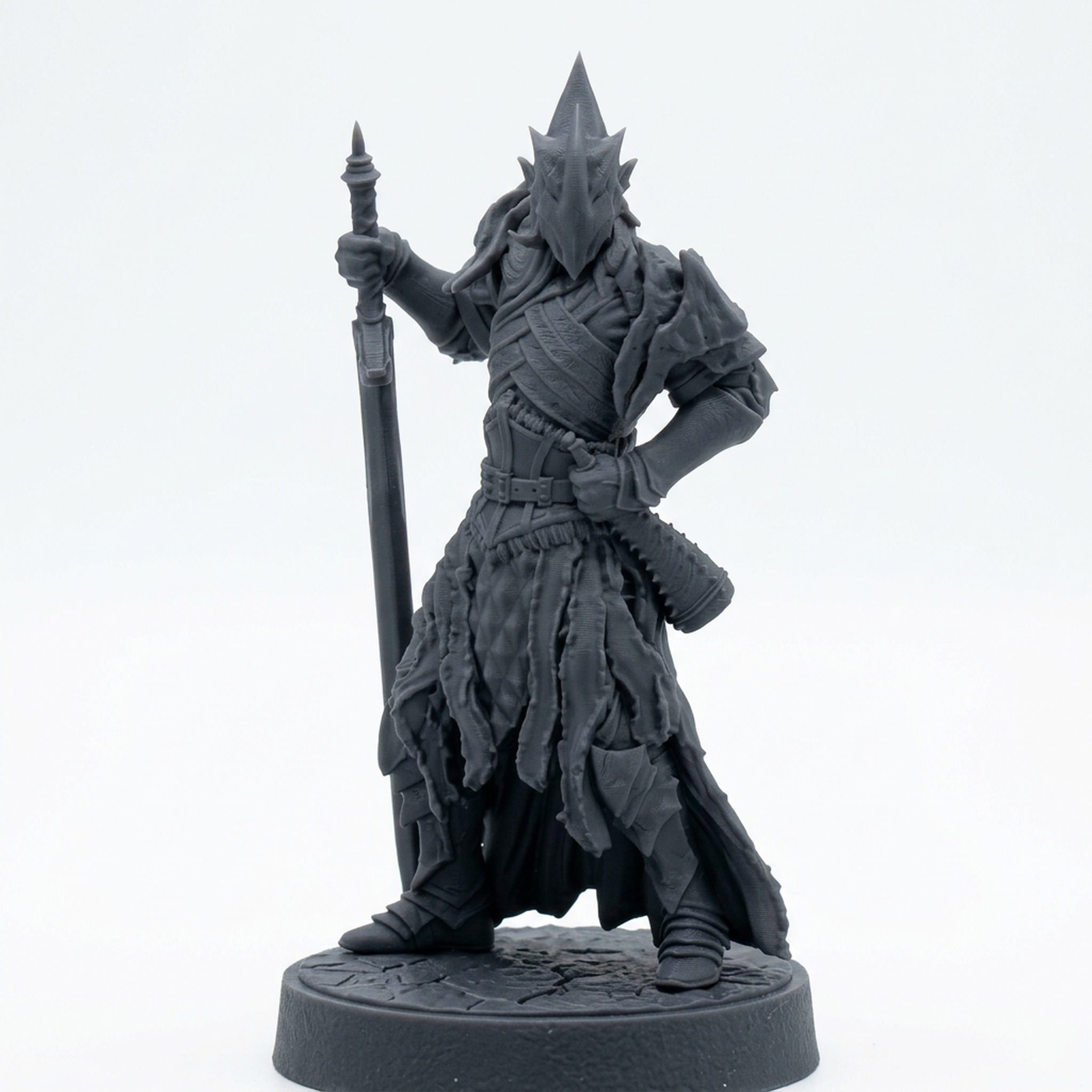 Dralfar Blademaster 8 Musician - Gray Resin 3D Printed Miniature