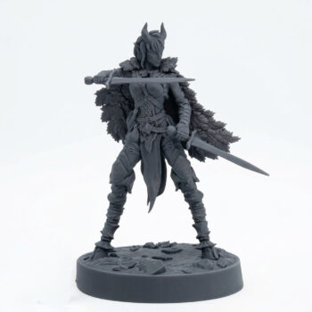 Elf Warrior 1 - Mammoth Factory Wild Hunt Miniature - Gray Resin 3D Printed Miniature