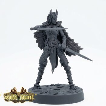 Elf Warrior 1 - Mammoth Factory Wild Hunt Miniature - Gray Resin 3D Printed Miniature