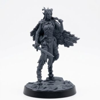 Elf Warrior 2 - Wild Hunt - Mammoth Factory - Gray Resin 3D Printed Miniature