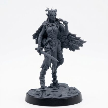 Elf Warrior 2 - Wild Hunt - Mammoth Factory - Gray Resin 3D Printed Miniature