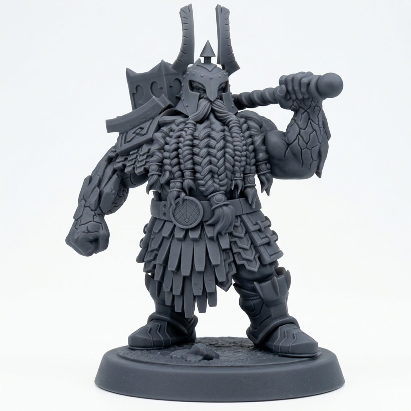 Firepeak Bronzebeard B - Gray Resin 3D Printed Miniature