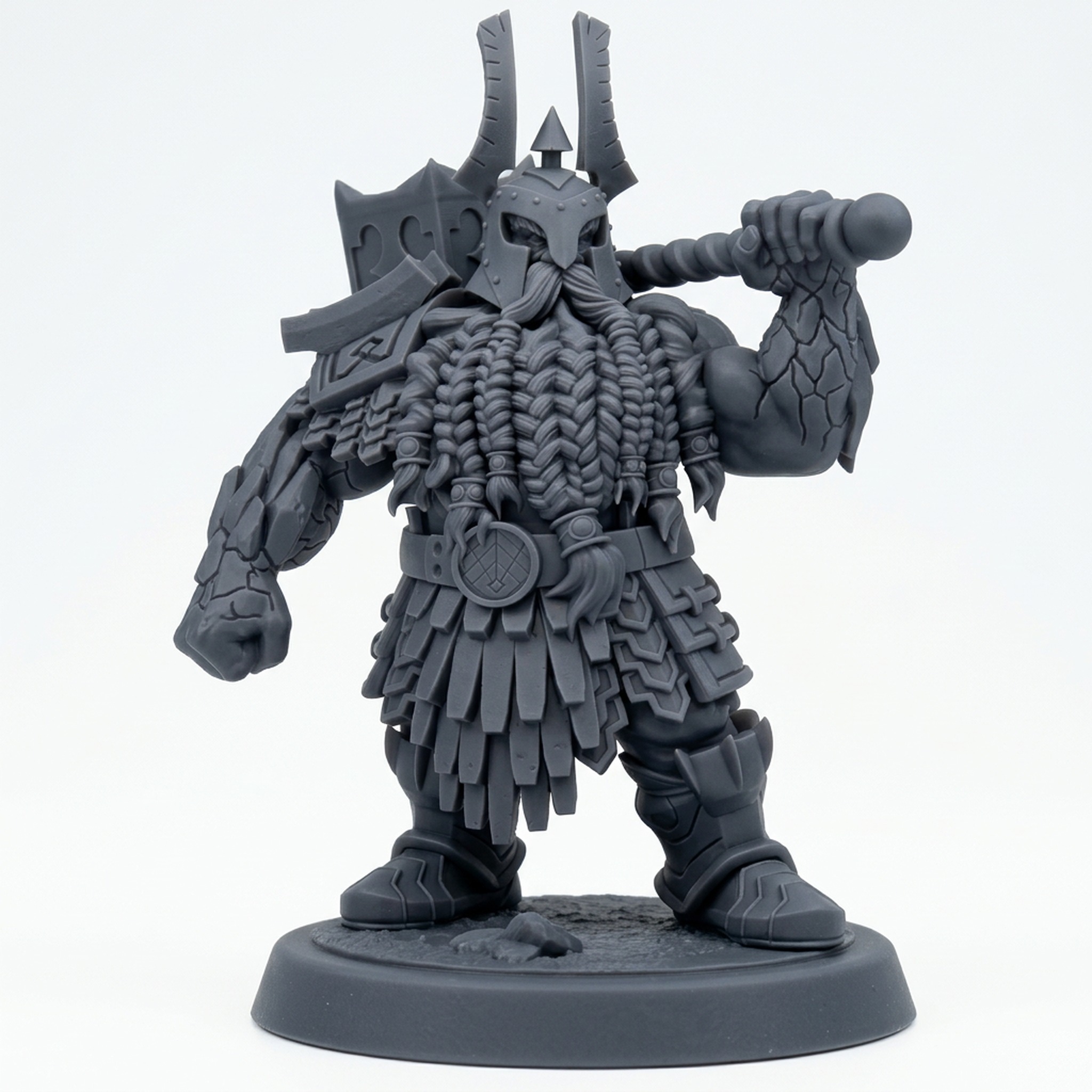 Firepeak Bronzebeard B - Gray Resin 3D Printed Miniature