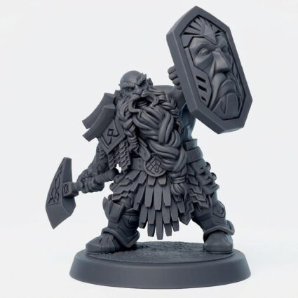 Firepeak Dwarf - Gray Resin 3D Printed Miniature