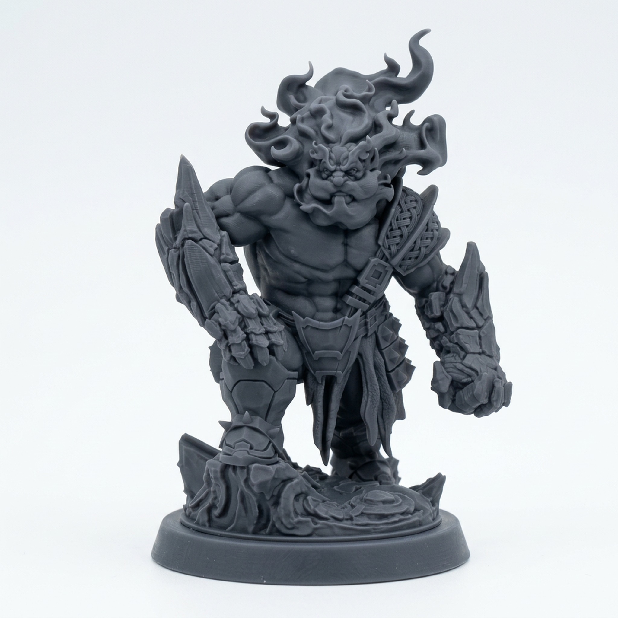 Firespeak Forgelord - Gray Resin 3D Printed Miniature