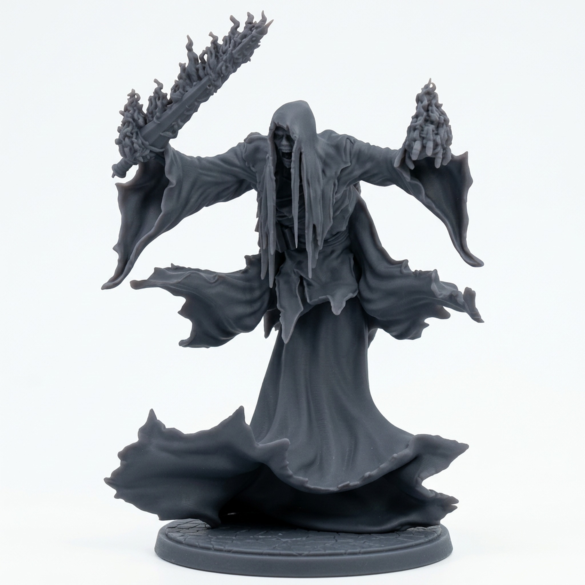 Flame Wraith A - Gray Resin 3D Printed Miniature