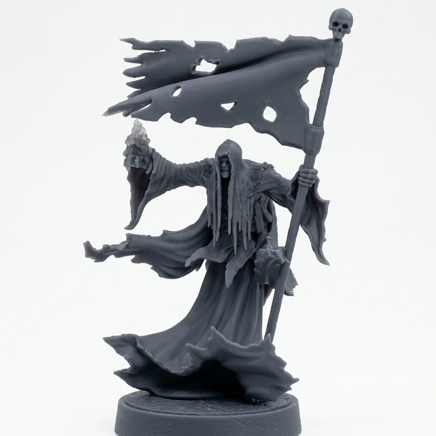 Flame Wraith B - Gray Resin 3D Printed Miniature
