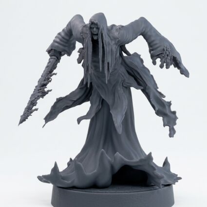 Flame Wraith C - Gray Resin 3D Printed Miniature