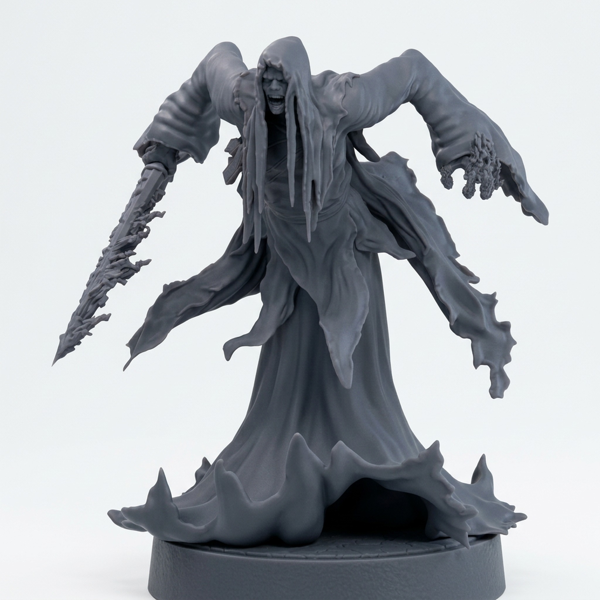 Flame Wraith C - Gray Resin 3D Printed Miniature