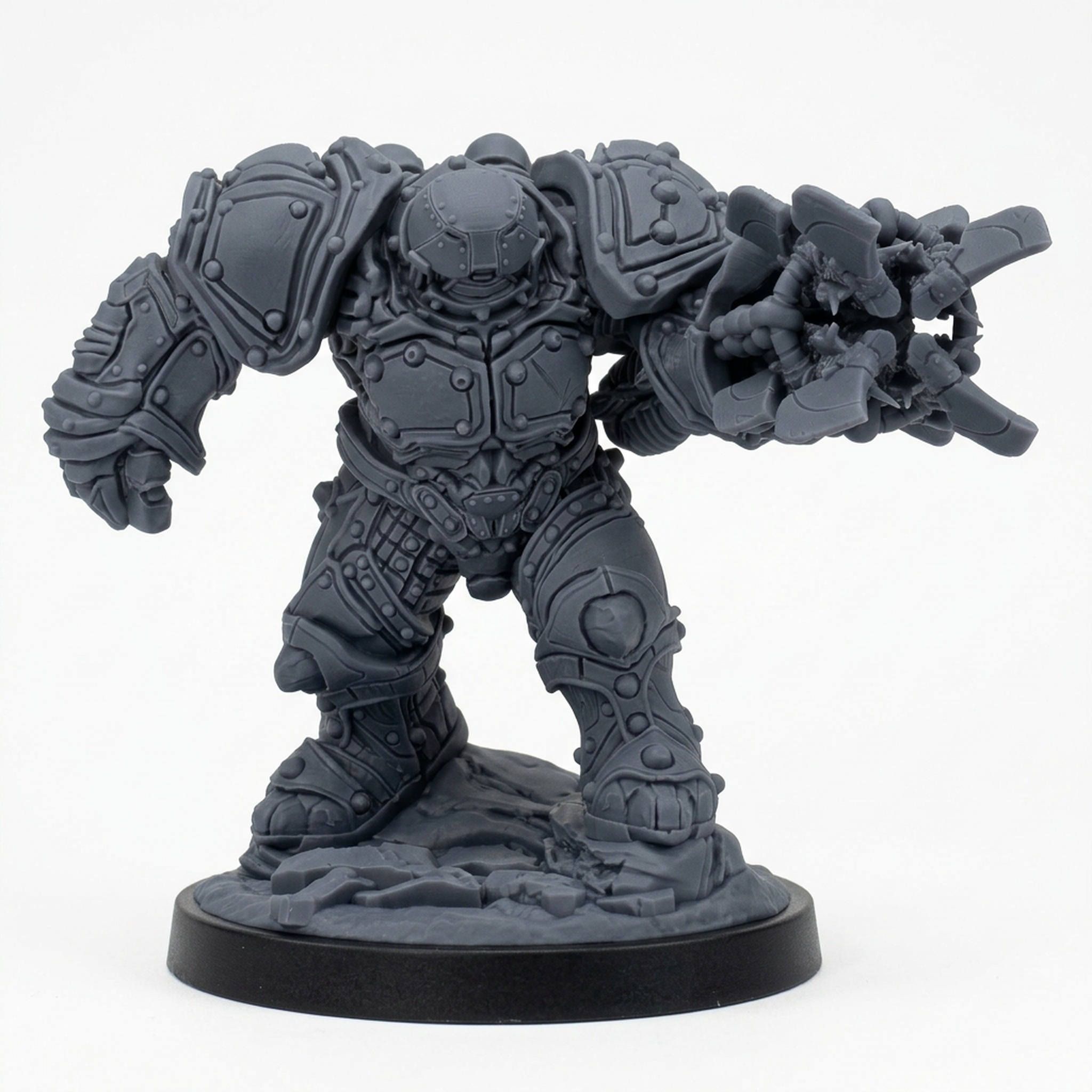 Forgeborn Juggernaut B - Gray Resin 3D Printed Miniature