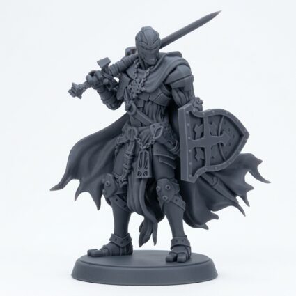 Forgeborn Templar E - Gray Resin 3D Printed Miniature