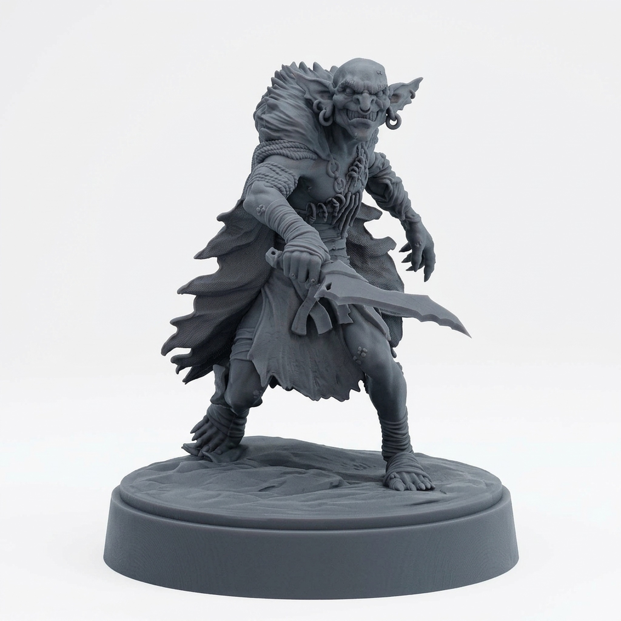 Goblin Scavenger C - Gray Resin 3D Printed Miniature