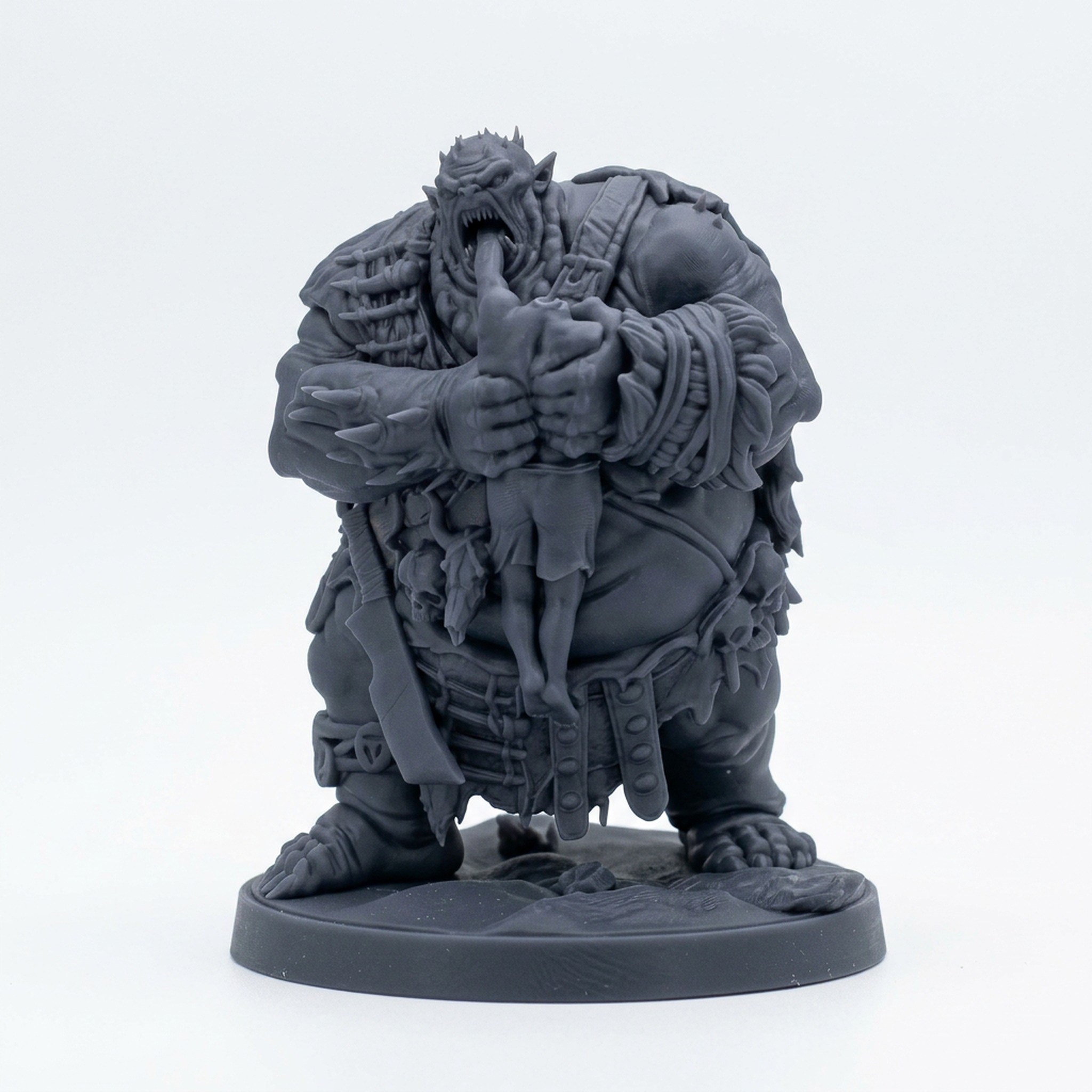 Gristlemaw Ogre B - Gray Resin 3D Printed Miniature