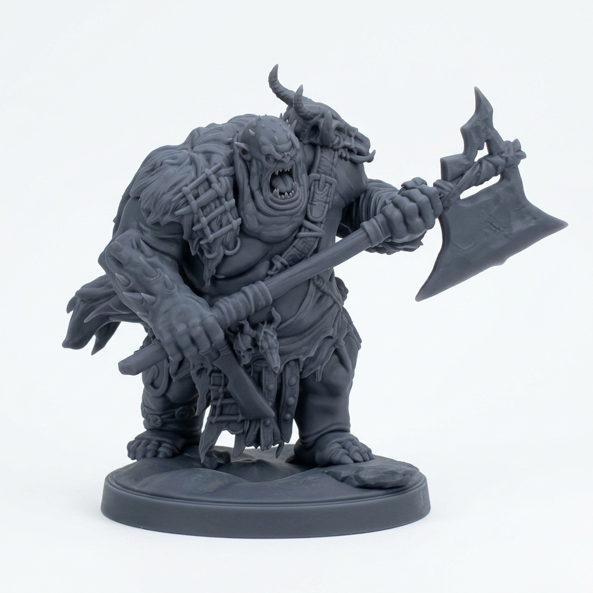 Gristlemaw Ogre C - Gray Resin 3D Printed Miniature