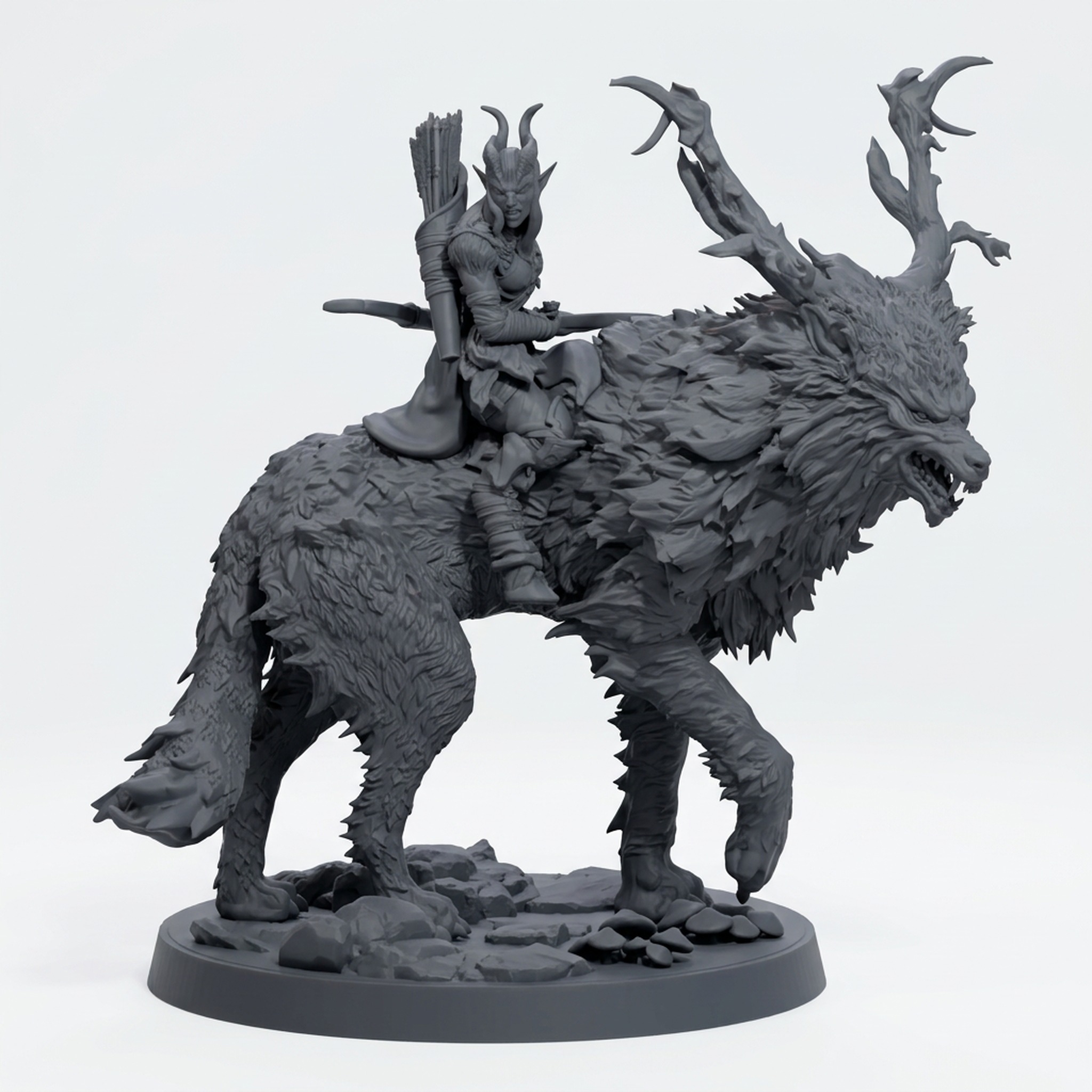 Gwyllgi Rider A - Gray Resin 3D Printed Miniature