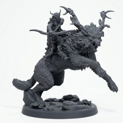 Gwyllgi Rider B - Gray Resin 3D Printed Miniature