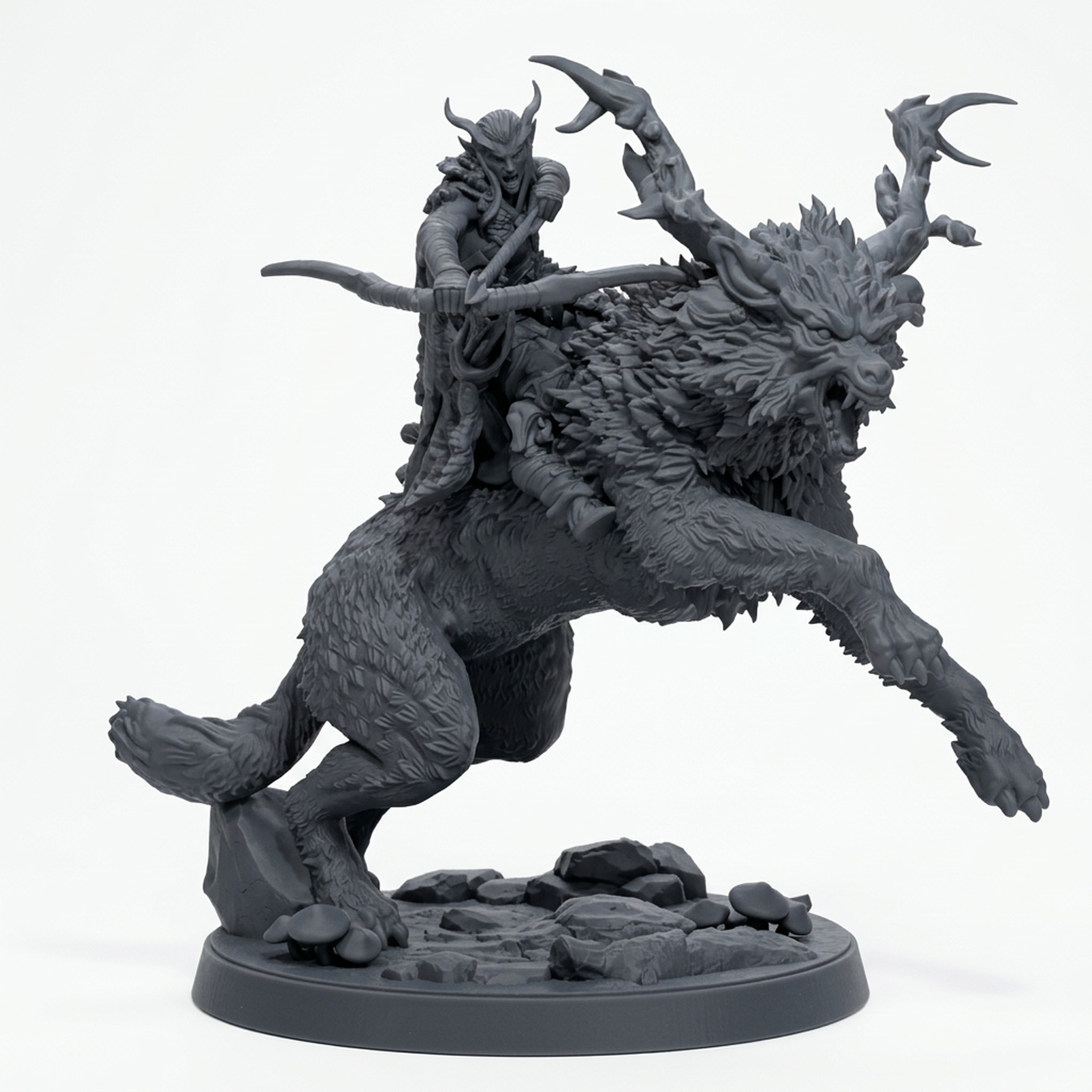 Gwyllgi Rider B - Gray Resin 3D Printed Miniature