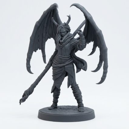 Hellborn Sorceress - Gray Resin 3D Printed Miniature