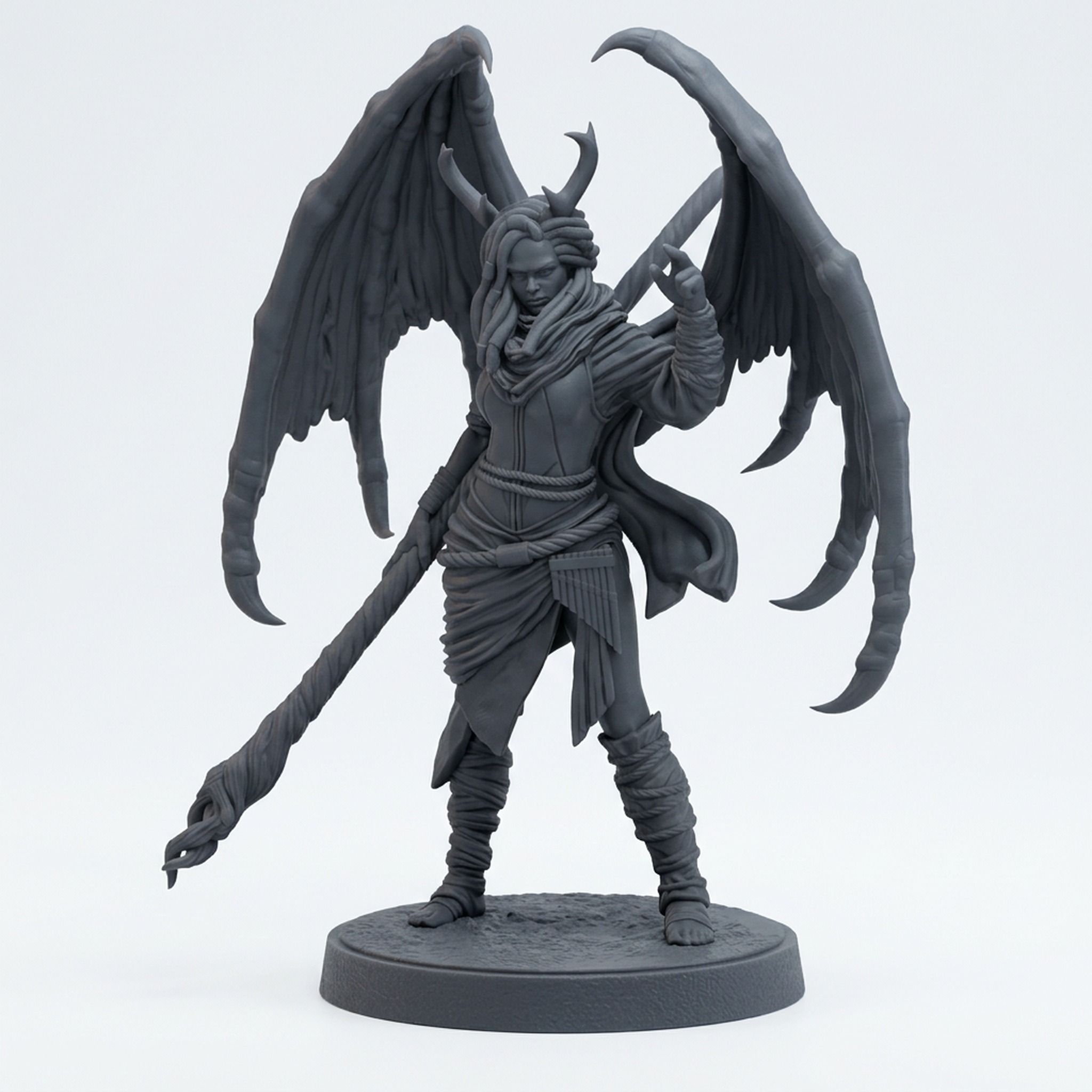 Hellborn Sorceress - Gray Resin 3D Printed Miniature