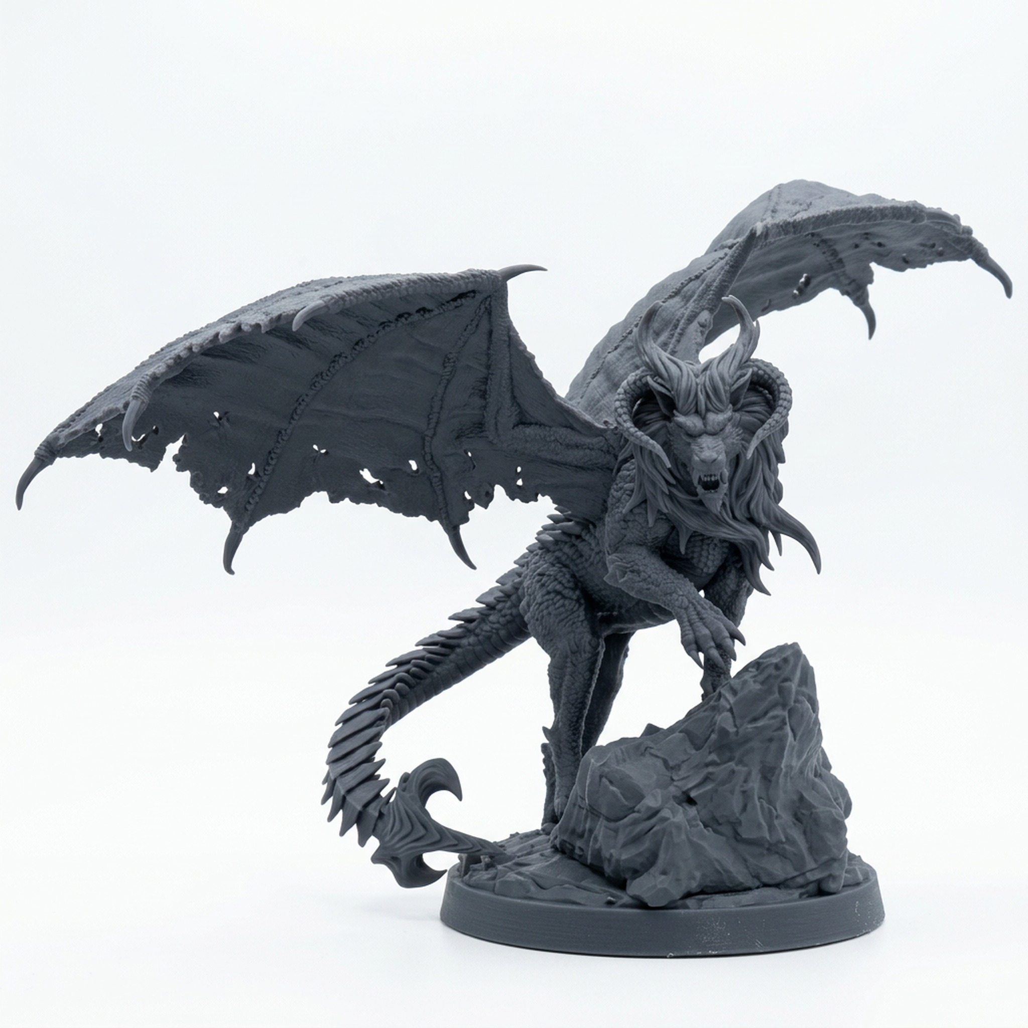 Helltouched Manticore - Gray Resin 3D Printed Miniature