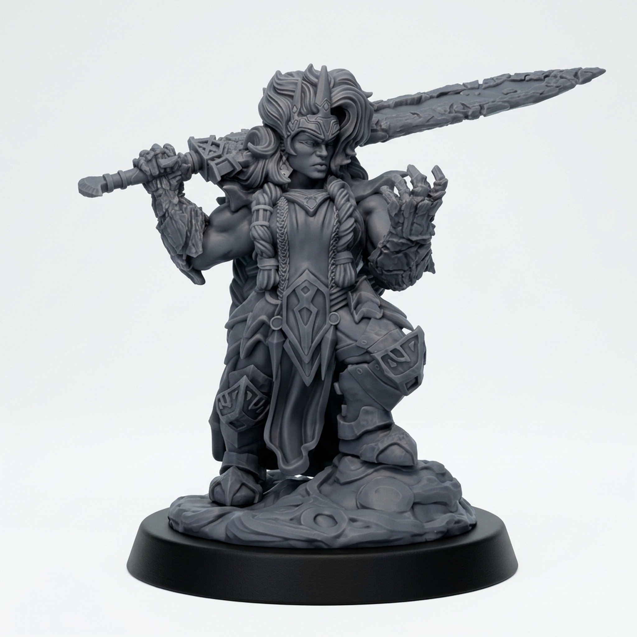 Izidrina Mountain Queen - Gray Resin 3D Printed Miniature