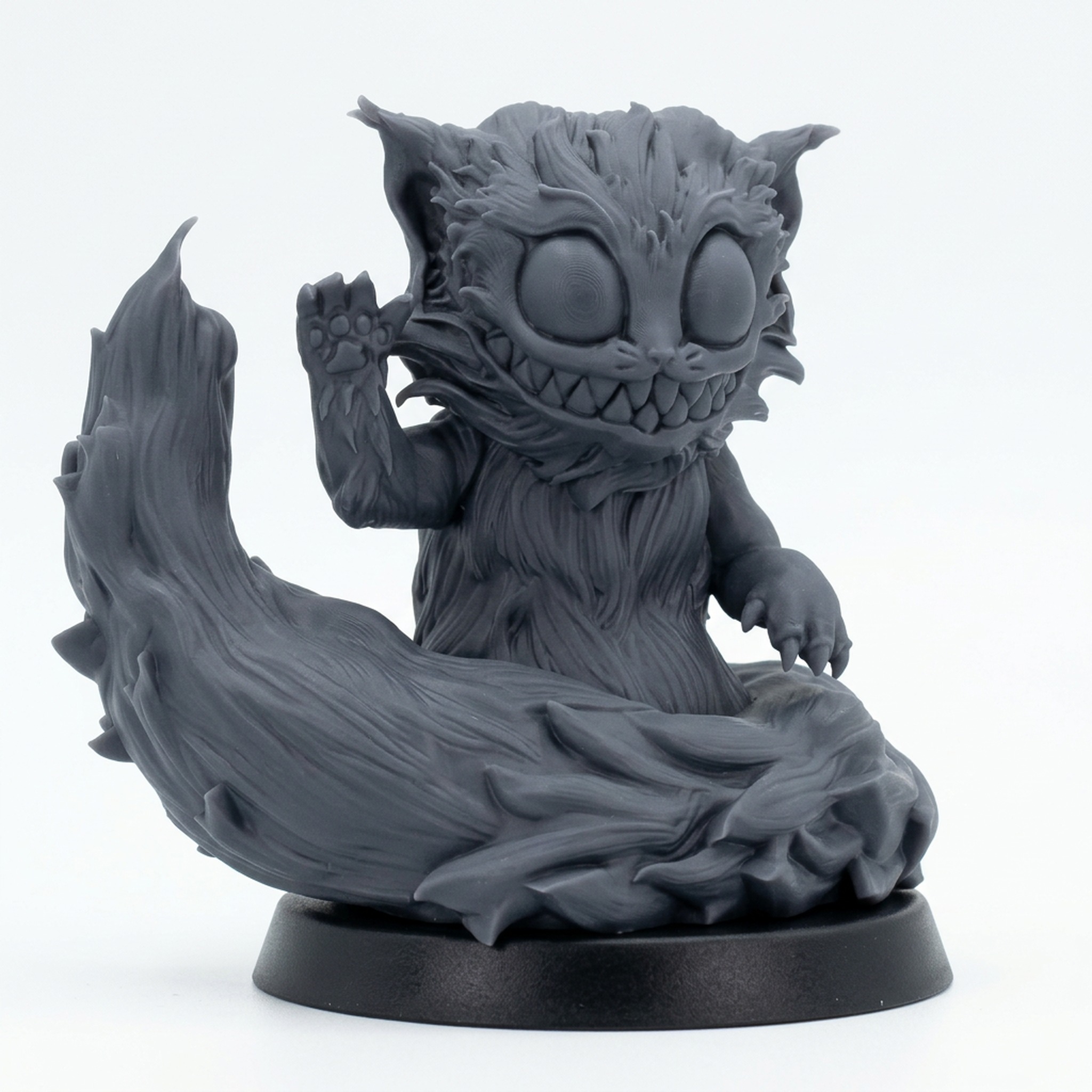 Leercat Puffball - Gray Resin 3D Printed Miniature