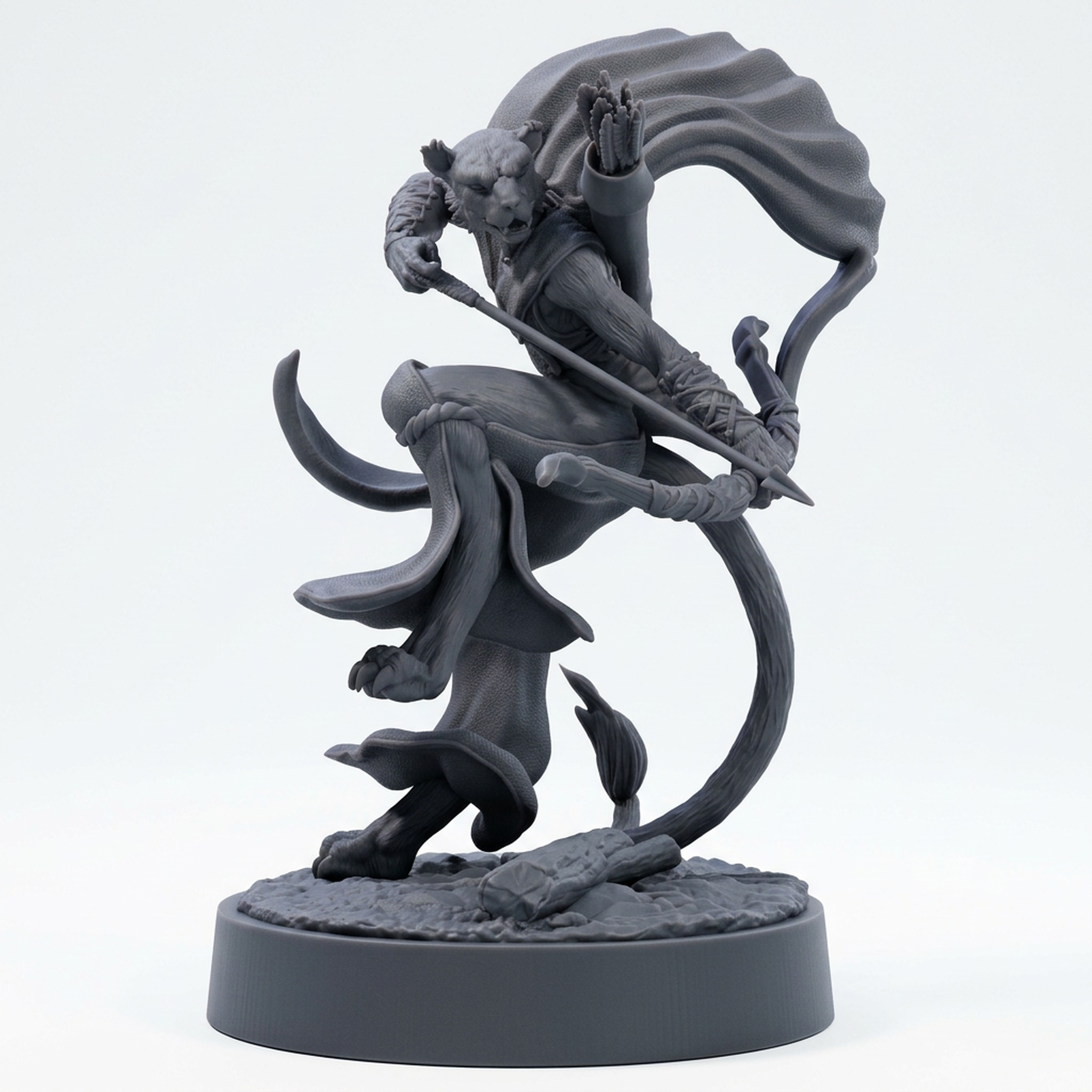 Leorin Hunter B - Gray Resin 3D Printed Miniature