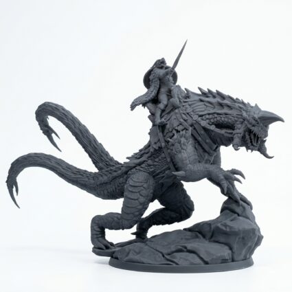 Mounted Urekari Siege Drake - Gray Resin 3D Printed Miniature