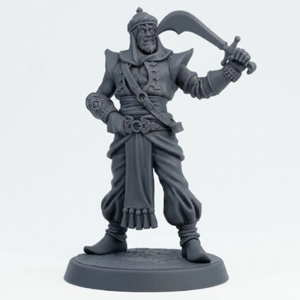 Palace Guard With Scimitar A - Gray Resin 3D Printed Miniature