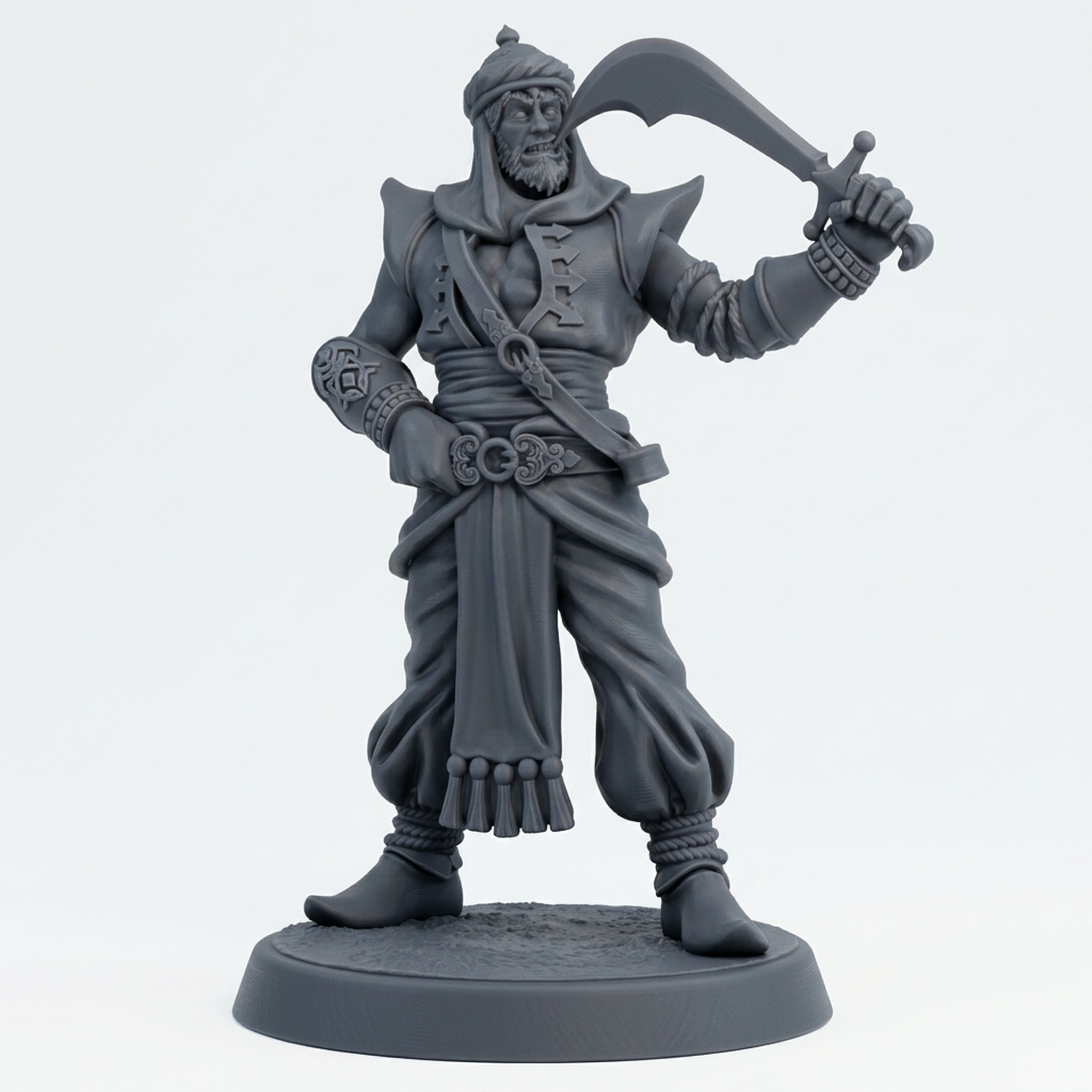 Palace Guard With Scimitar A - Gray Resin 3D Printed Miniature