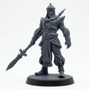 Palace Guard With Spear A - Gray Resin 3D Printed Miniature