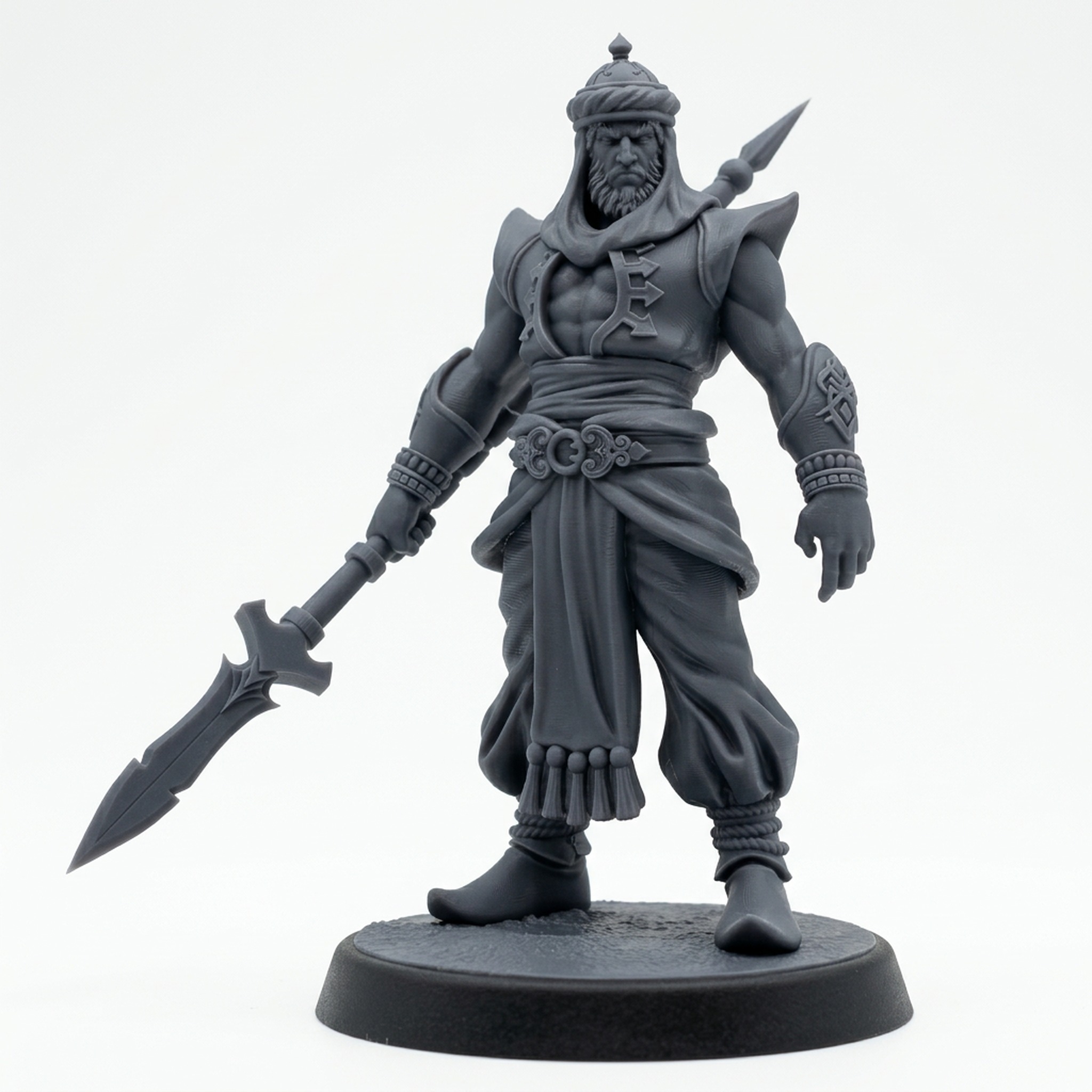 Palace Guard With Spear A - Gray Resin 3D Printed Miniature