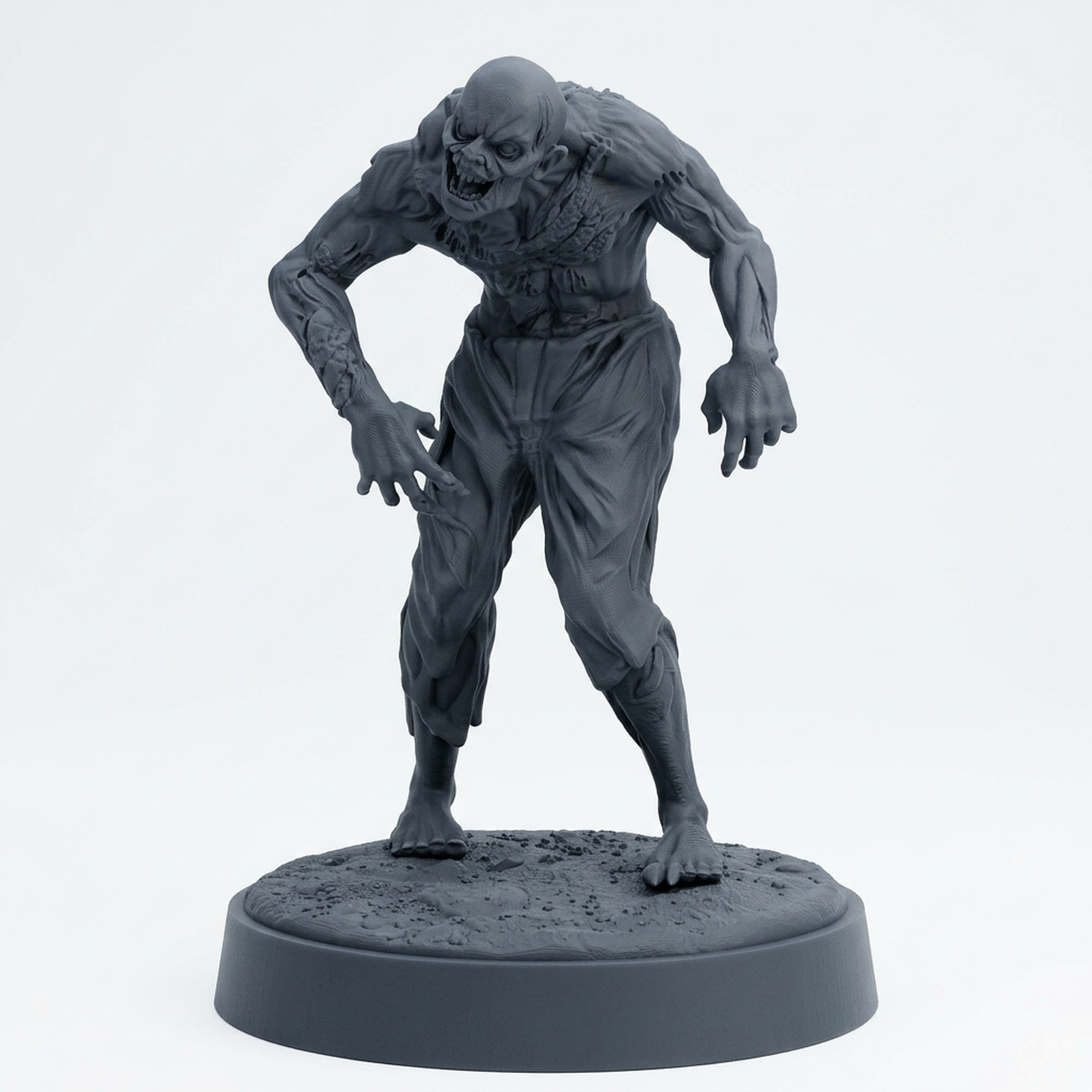 Restless Corpse D - Gray Resin 3D Printed Miniature
