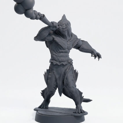 Sahuagin Warrior B - Gray Resin 3D Printed Miniature