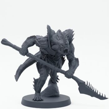 Sahuagin Warrior E - Gray Resin 3D Printed Miniature