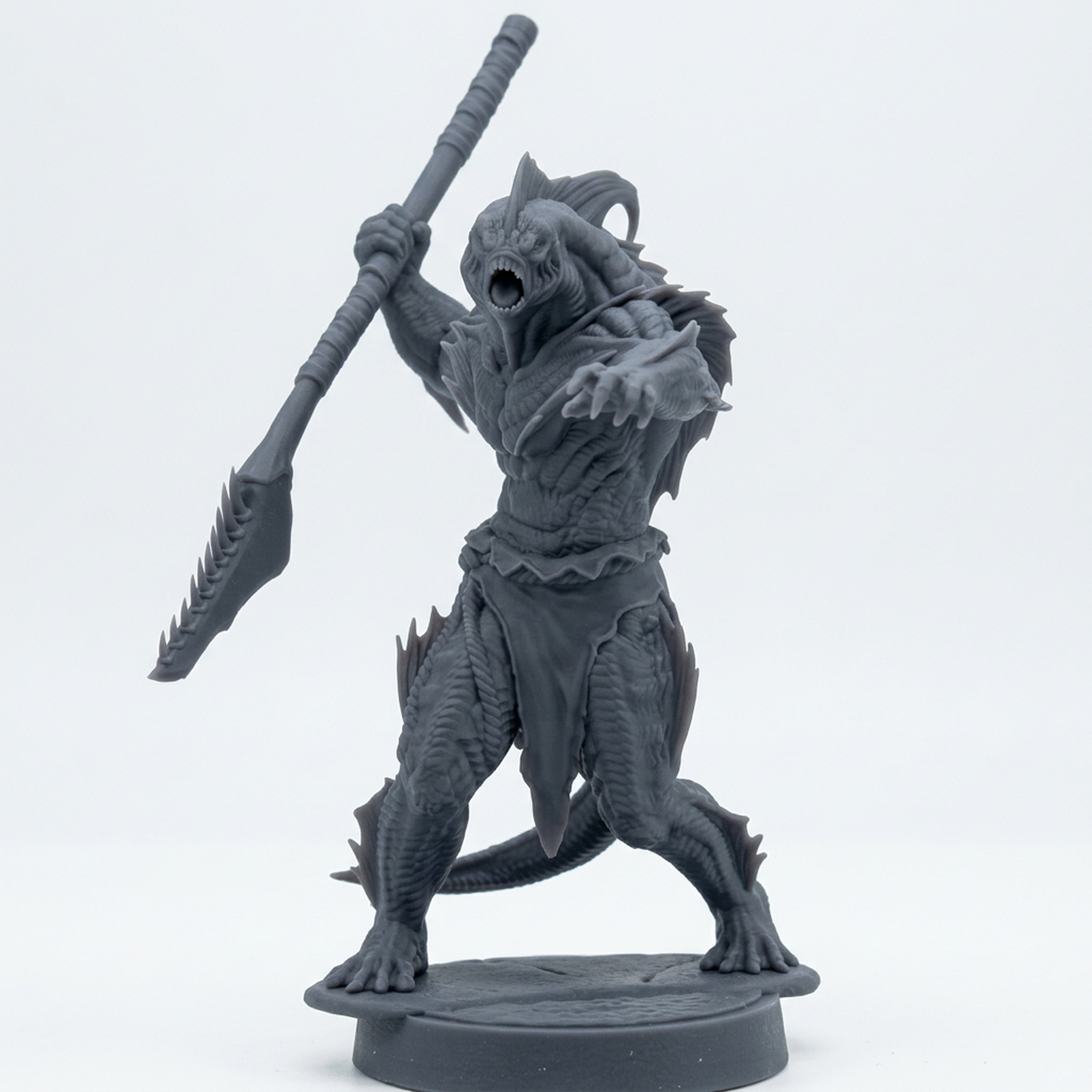 Sahuagin Warrior H - Gray Resin 3D Printed Miniature