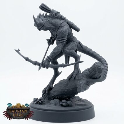 Saurian Skirmisher 2 - Saurian Isles - Mammoth Factory - Gray Resin 3D Printed Miniature