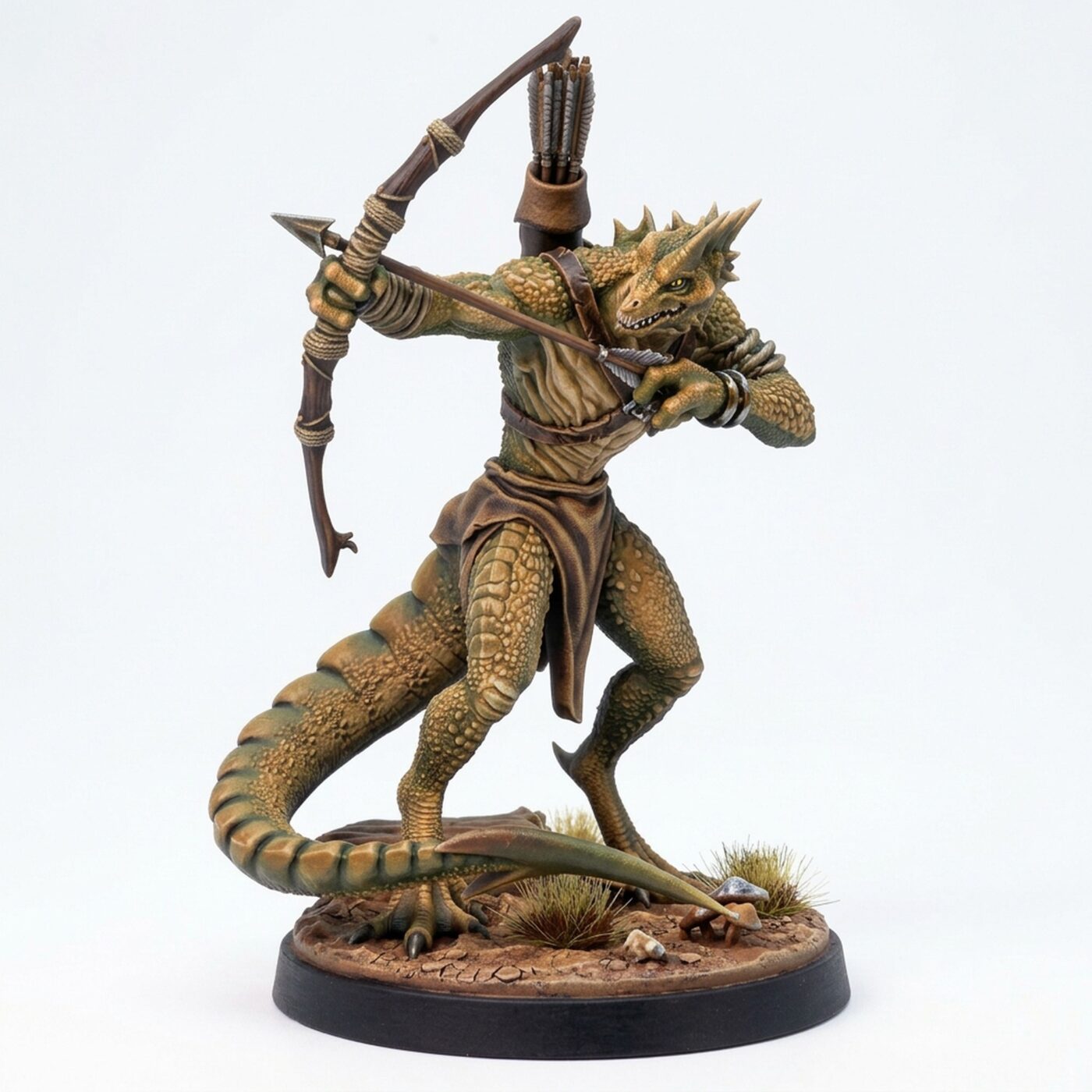 Saurian Skirmisher 4 - Lizardfolk Archer Miniature - Painted 3D Printed Miniature