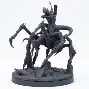Saurian Spider Rider Miniature - Saurian Isles Collection - Gray Resin 3D Printed Miniature