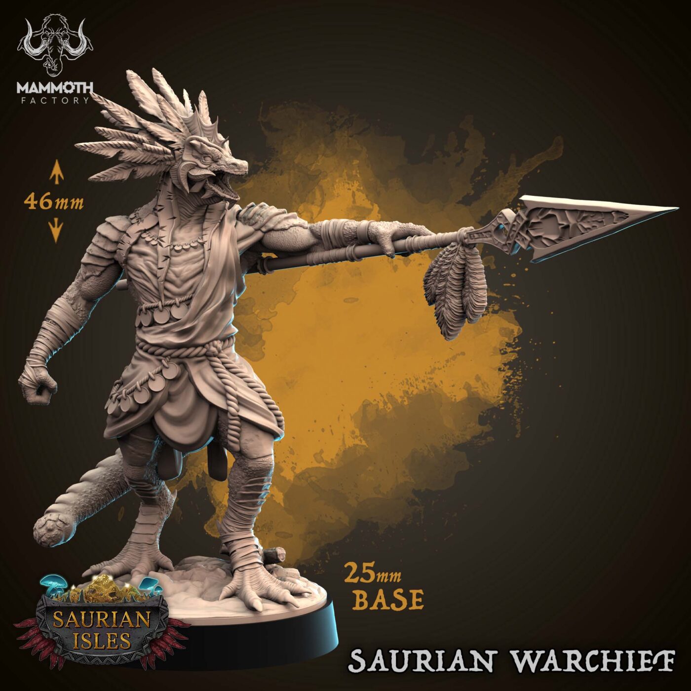 Saurian Warchief Miniature - Saurian Isles - Mammoth Factory Miniature