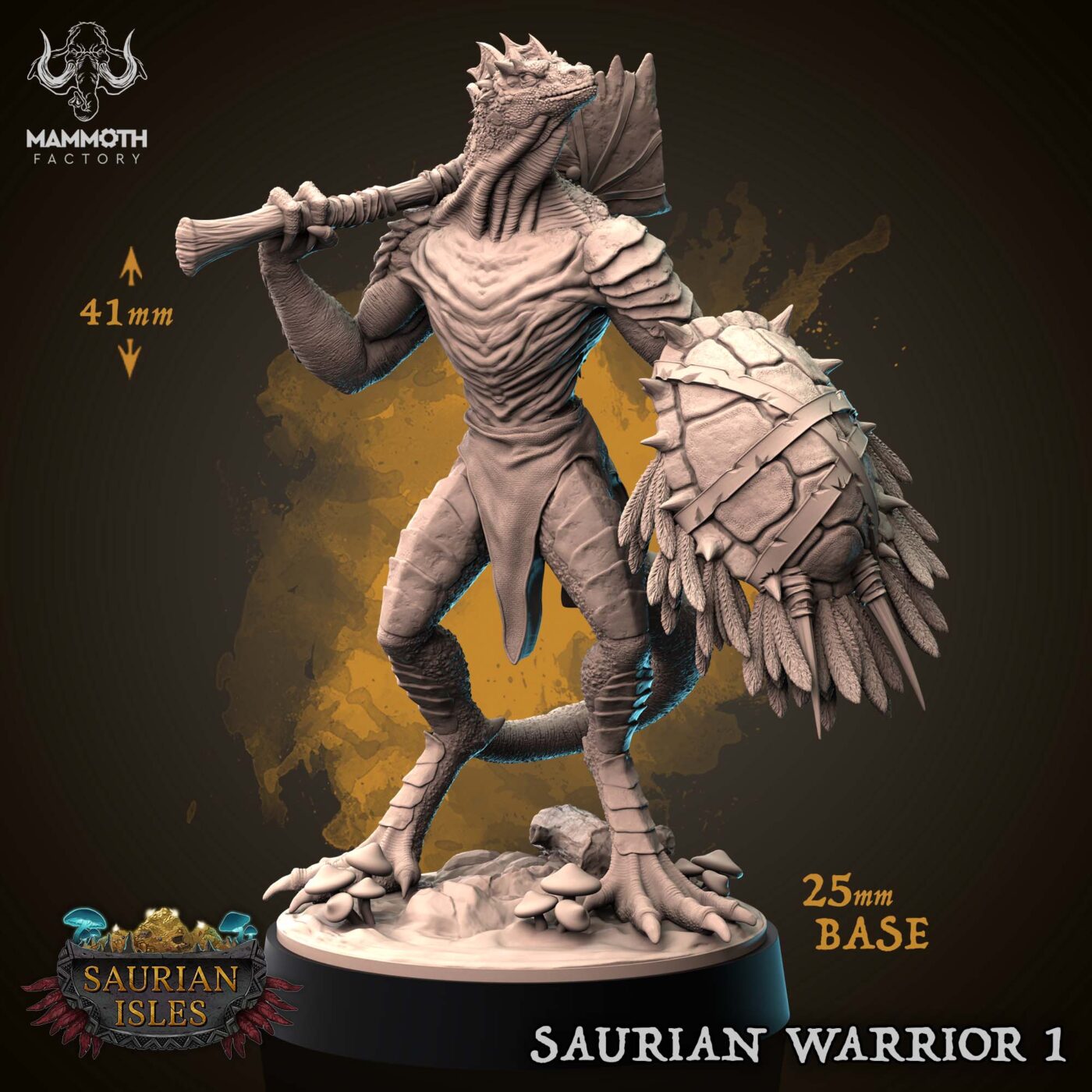Saurian Warrior 1 – Saurian Isles by Mammoth Factory Miniature