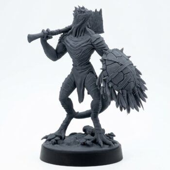 Saurian Warrior 1 – Saurian Isles by Mammoth Factory - Gray Resin 3D Printed Miniature