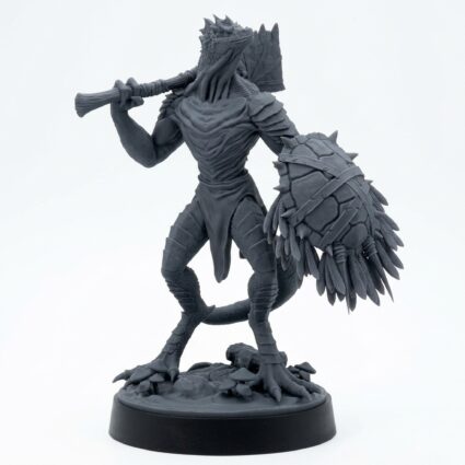 Saurian Warrior 1 – Saurian Isles by Mammoth Factory - Gray Resin 3D Printed Miniature