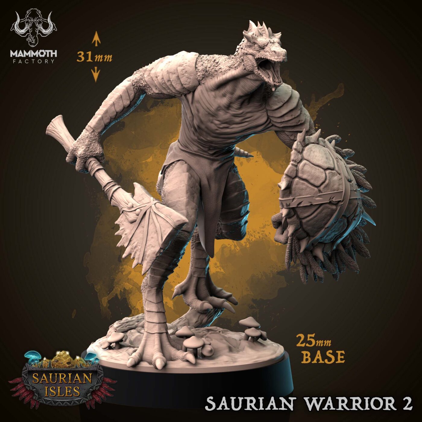 Saurian Warrior 2 - Saurian Isles - Mammoth Factory Miniature