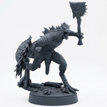Saurian Warrior 3 Lizardfolk Miniature - Gray Resin 3D Printed Miniature